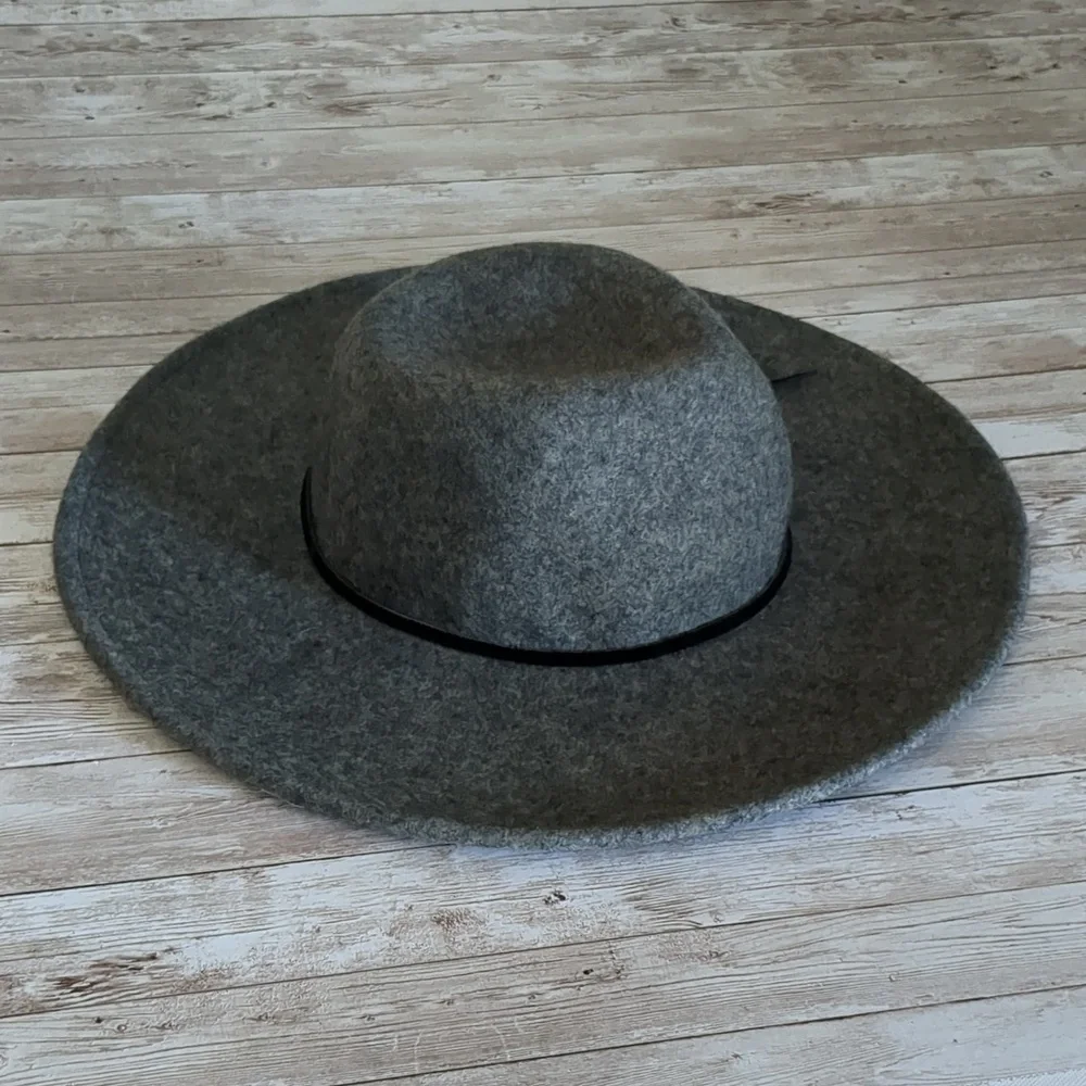 Free People Wool Wide Brim Fedora Hat Black Trim OS - Picture 4 of 14